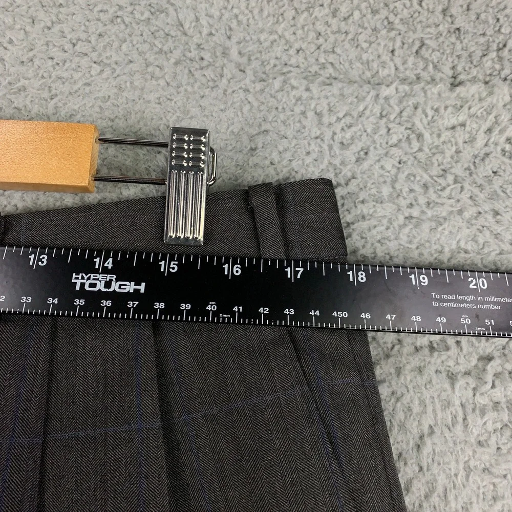 Lauren Ralph Lauren Wool 2 Piece Suit 42L Gray Windowpane Pleated Pants 36x32